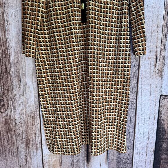 J.McLaughlin Falcon Bainbridge Woven Midi Dress XL Geometric Print Vegan Leather - Picture 4 of 9